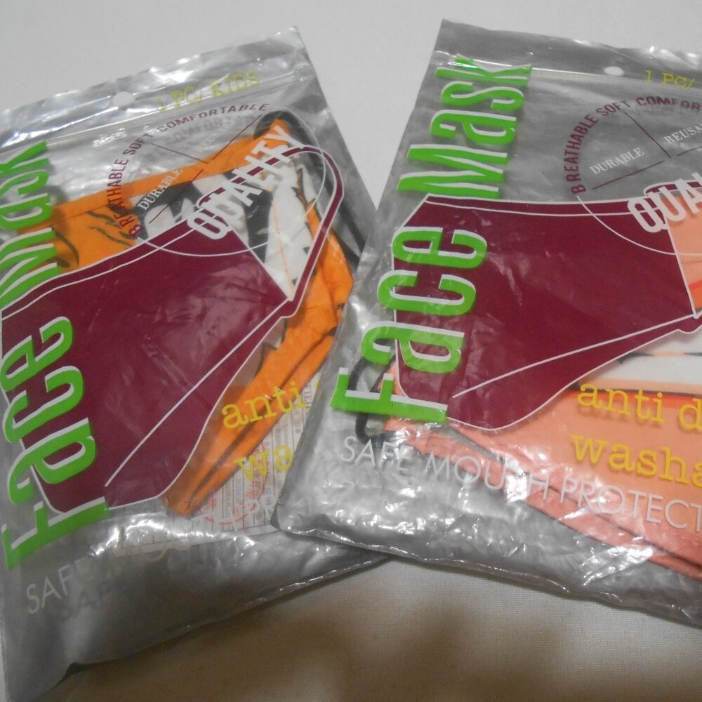 2 NEW KIDS UNISEX FACE MASKS SAFE MOUTH PROTECTION WASHABLE BREATHABLE SOFT 👦👸